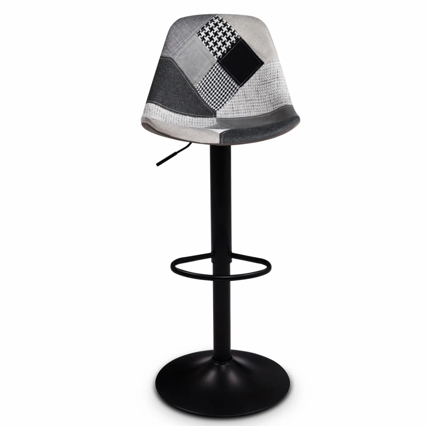 Lot de 2 tabourets de bar noirs réglables patchworks noirs, gris et blancs
