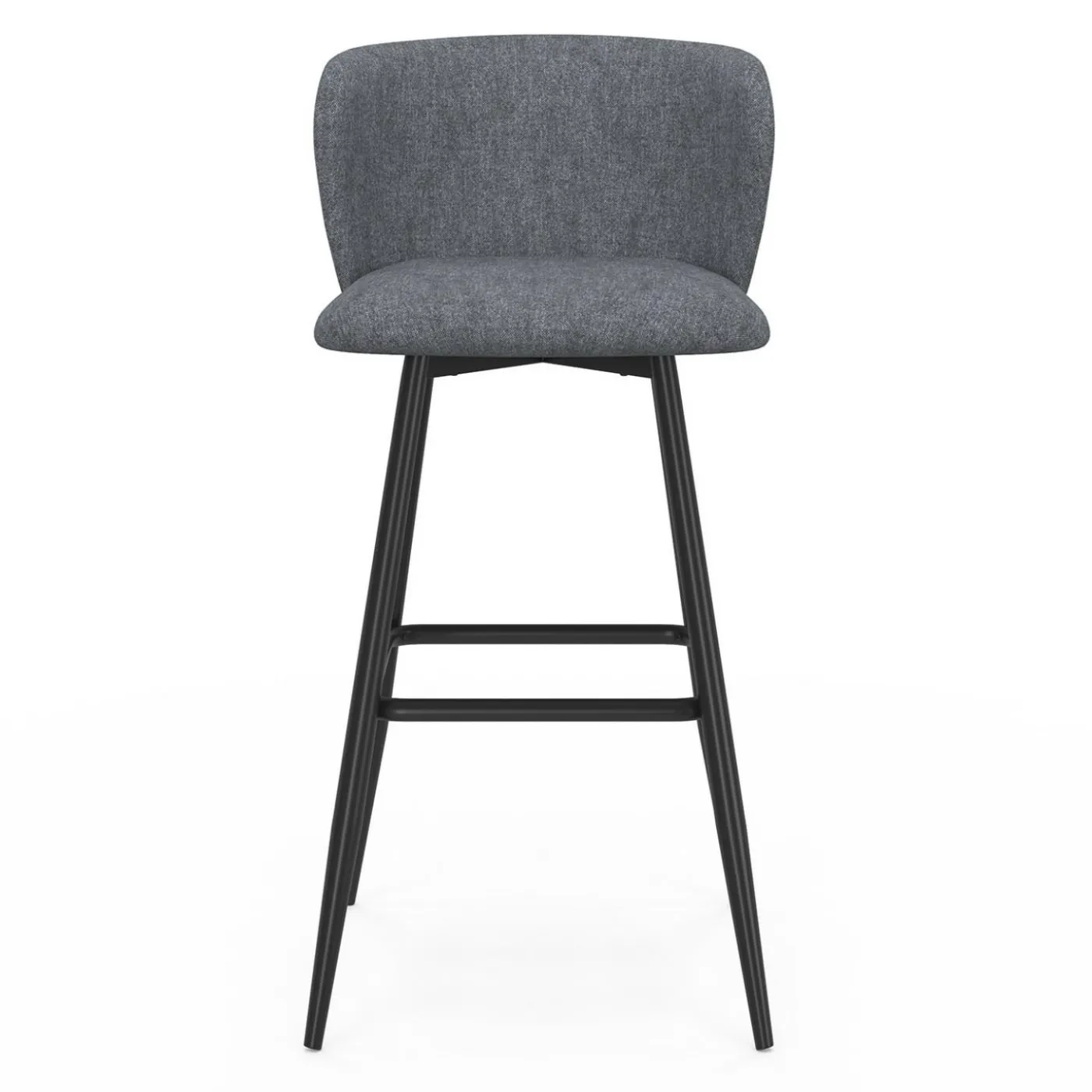 Lot de 4 tabourets de bar assise en tissu gris foncé et pieds en métal noir