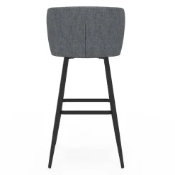 Lot de 4 tabourets de bar assise en tissu gris foncé et pieds en métal noir