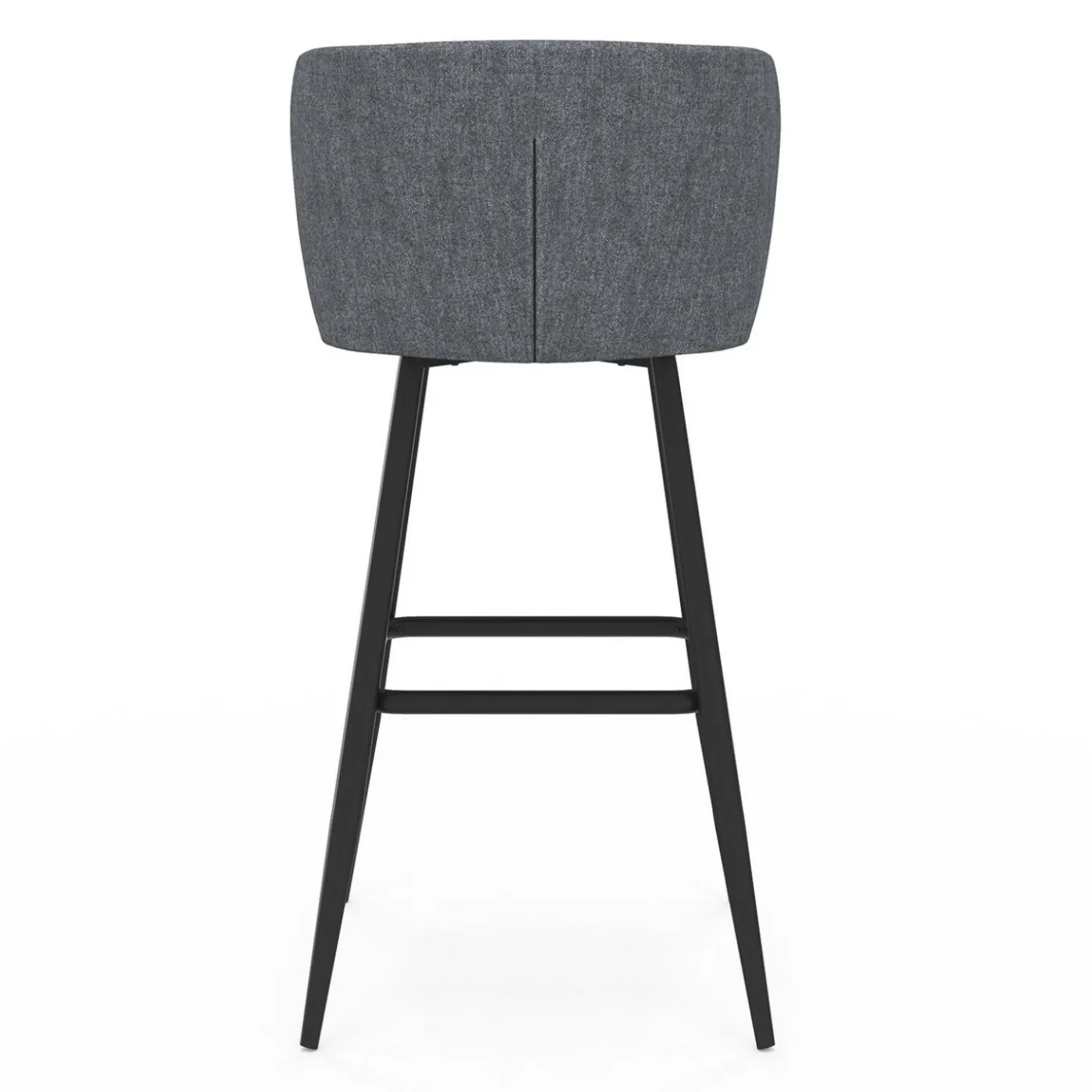 Lot de 4 tabourets de bar assise en tissu gris foncé et pieds en métal noir