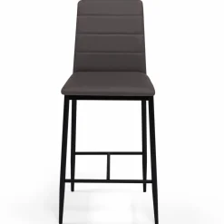 Lot de 4 tabourets de bar en PVC gris rembourrés