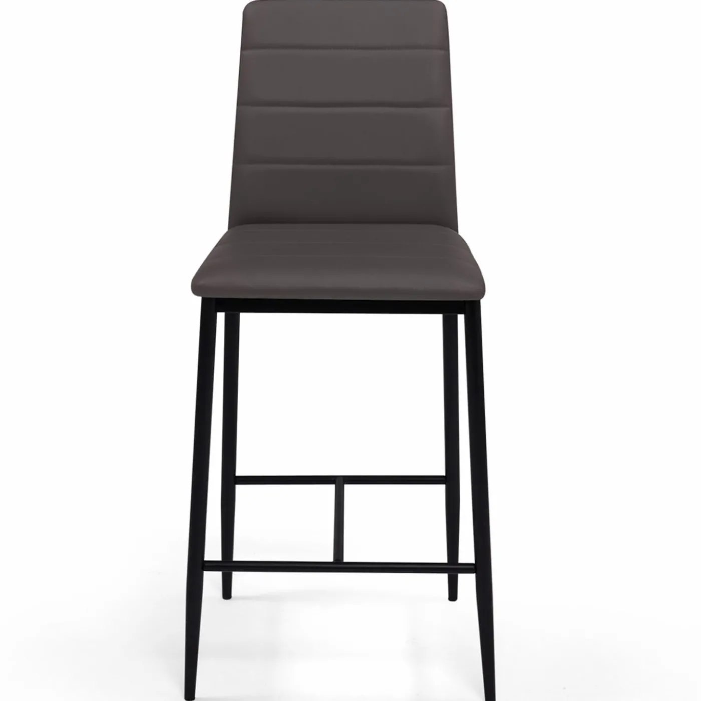 Lot de 4 tabourets de bar en PVC gris rembourrés
