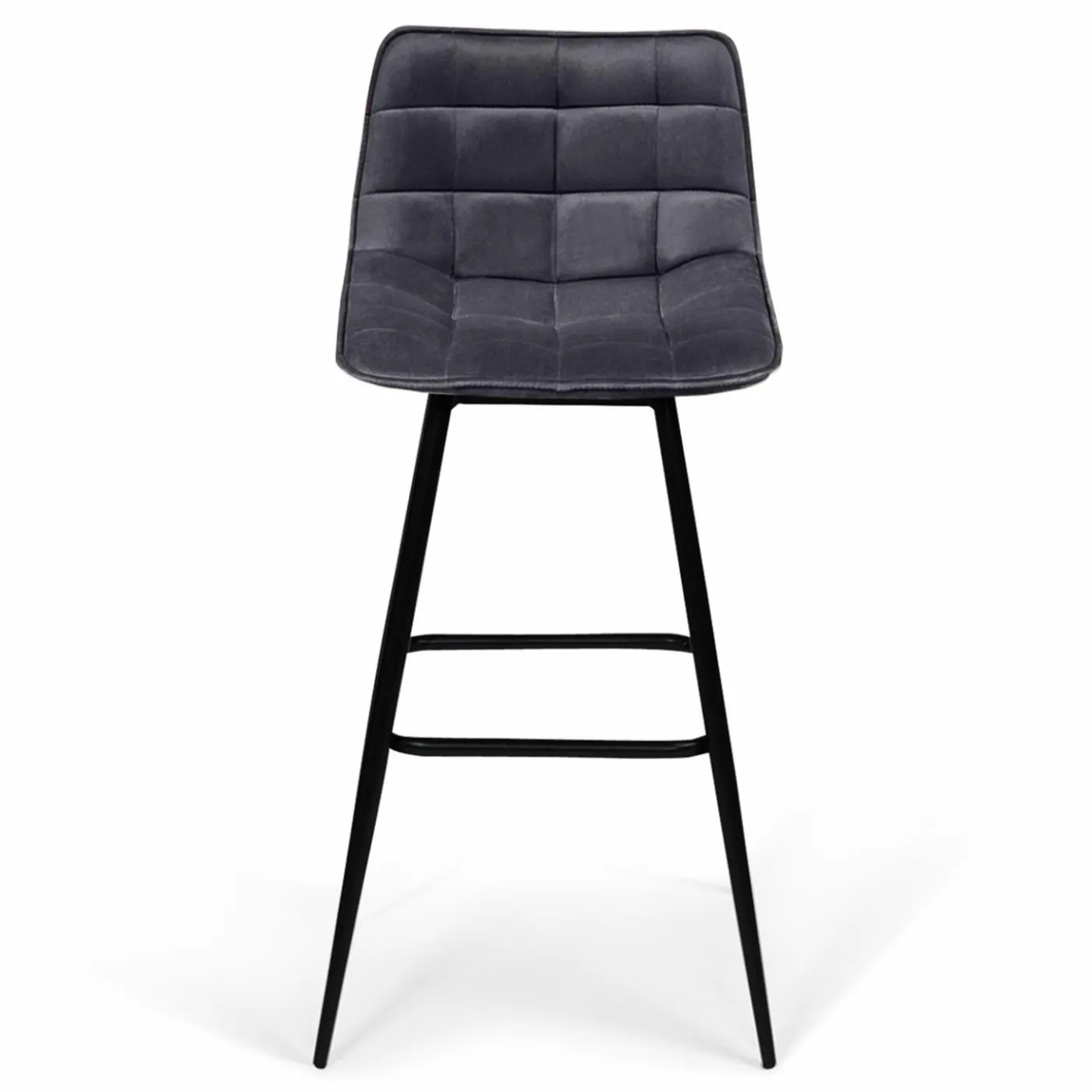 Lot de 2 tabourets de bar en velours gris foncé