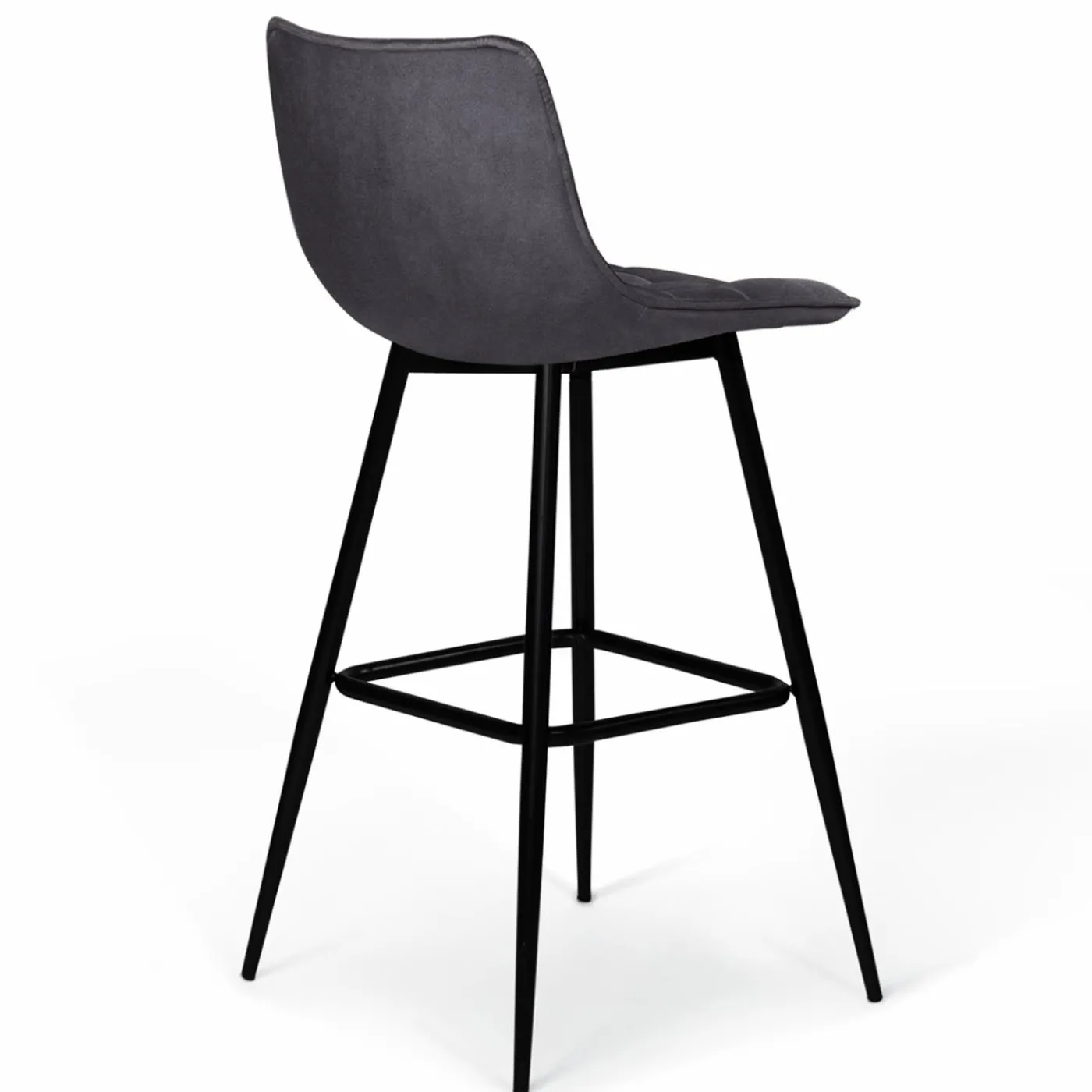 Lot de 2 tabourets de bar en velours gris foncé