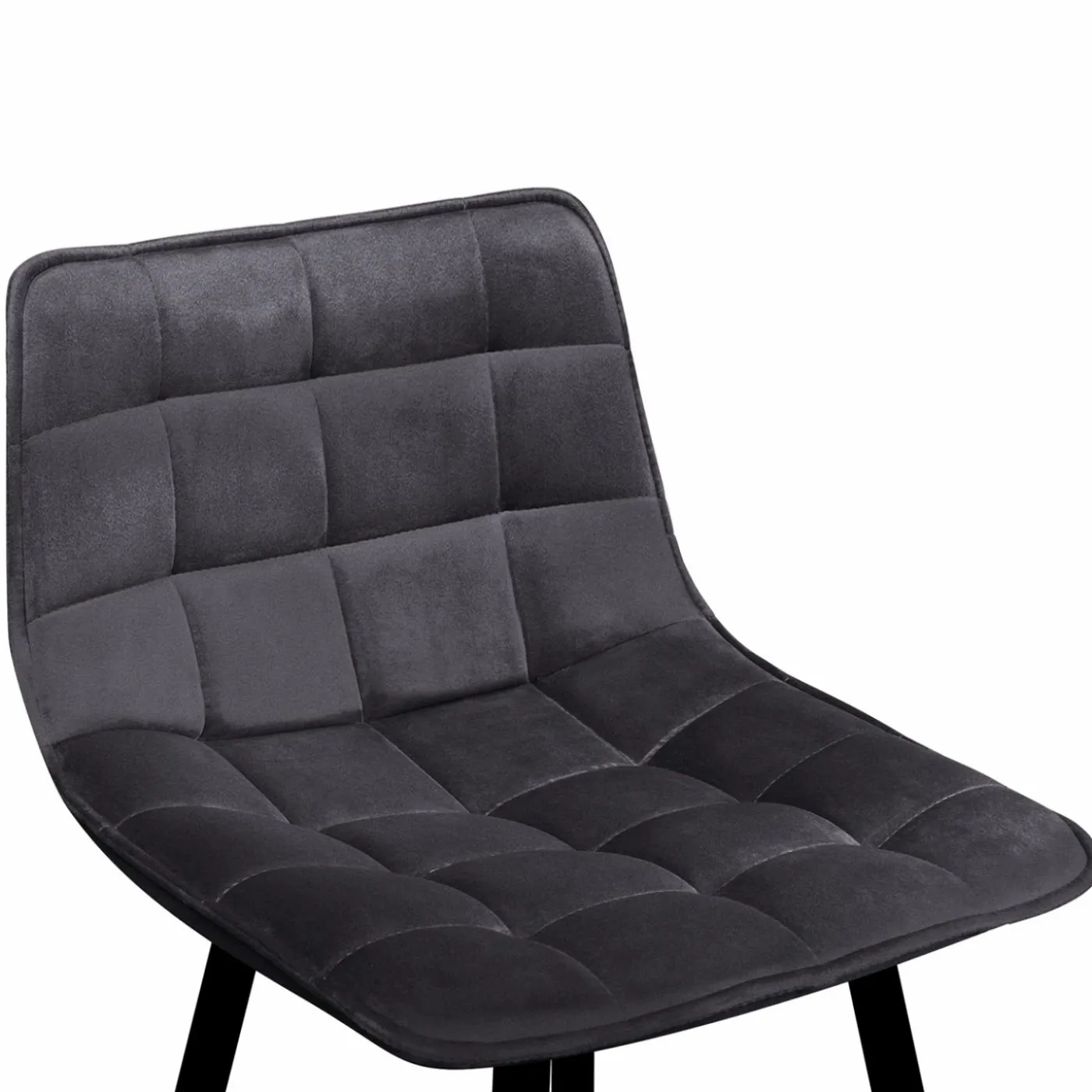 Lot de 2 tabourets de bar en velours gris foncé