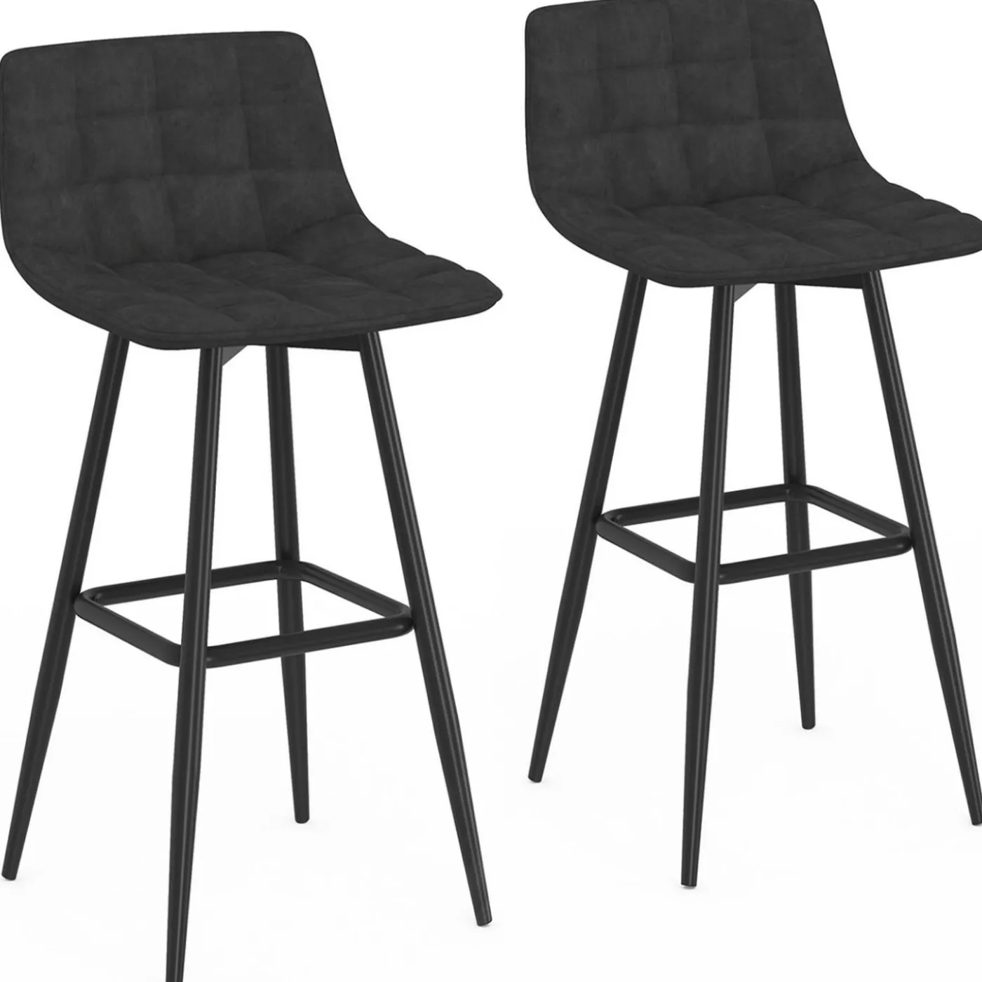 Lot de 2 tabourets de bar en velours noir