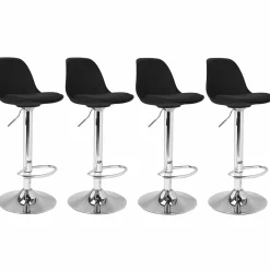 Lot de 4 tabourets de bar noir réglables pied métal