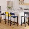 Lot de 4 tabourets de bar en velours et métal mix color : bleu, gris et jaune