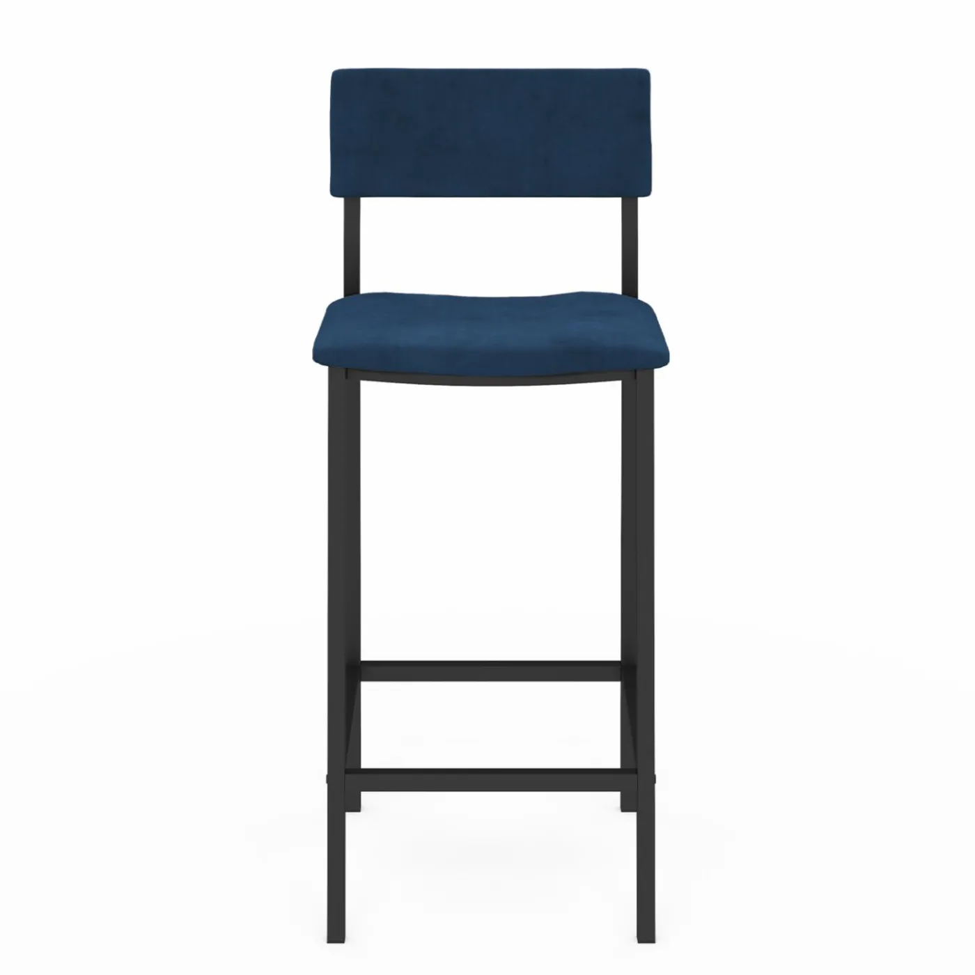 Lot de 4 tabourets de bar en velours et métal mix color : bleu, gris et jaune