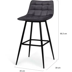 Lot de 4 tabourets de bar matelassés en velours mix color