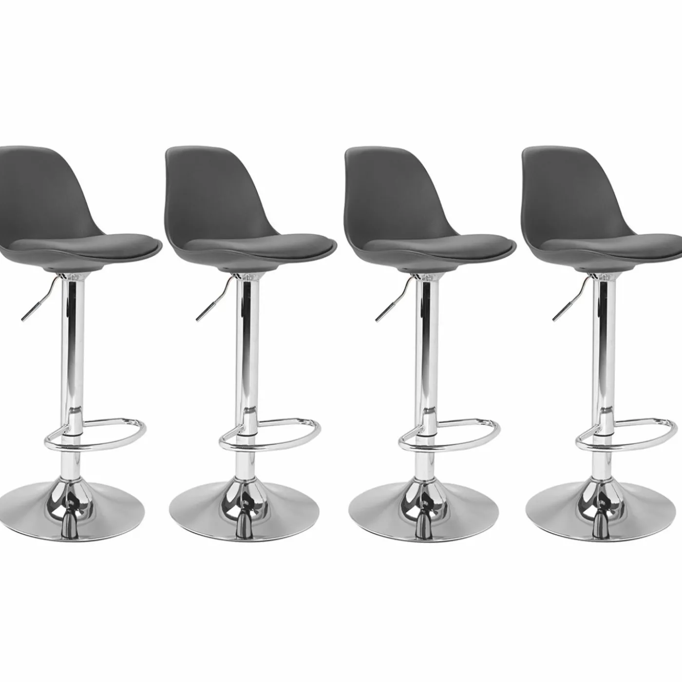 Lot de 4 tabourets de bar gris réglables pied métal