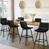 Lot de 6 tabourets de bar en velours noir