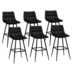 Lot de 6 tabourets de bar en velours noir