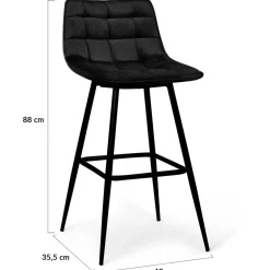 Lot de 6 tabourets de bar en velours noir