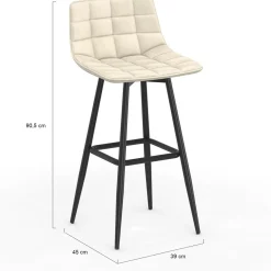 Lot de 4 tabourets de bar beige et confortable