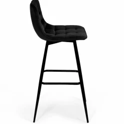 Lot de 4 tabourets de bar en velours noir