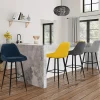 Lot de 4 tabourets de bar en velours mix color : bleu, gris et jaune