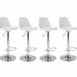Lot de 4 tabourets de bar blanc réglables pied métal