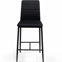 Lot de 4 tabourets de bar en PVC noir rembourrés