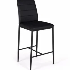 Lot de 4 tabourets de bar en PVC noir rembourrés