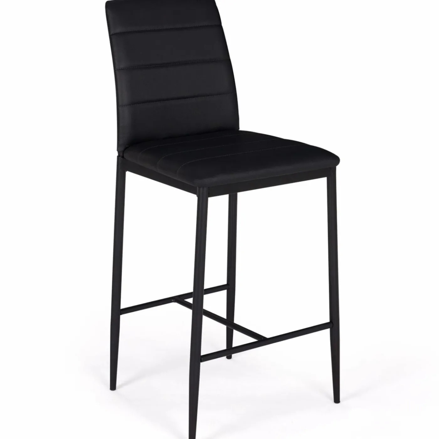 Lot de 4 tabourets de bar en PVC noir rembourrés