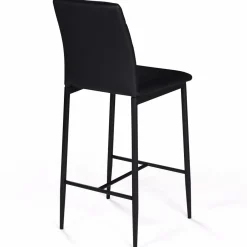 Lot de 4 tabourets de bar en PVC noir rembourrés