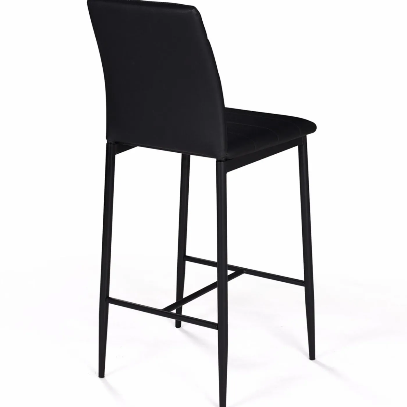 Lot de 4 tabourets de bar en PVC noir rembourrés