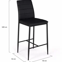 Lot de 4 tabourets de bar en PVC noir rembourrés