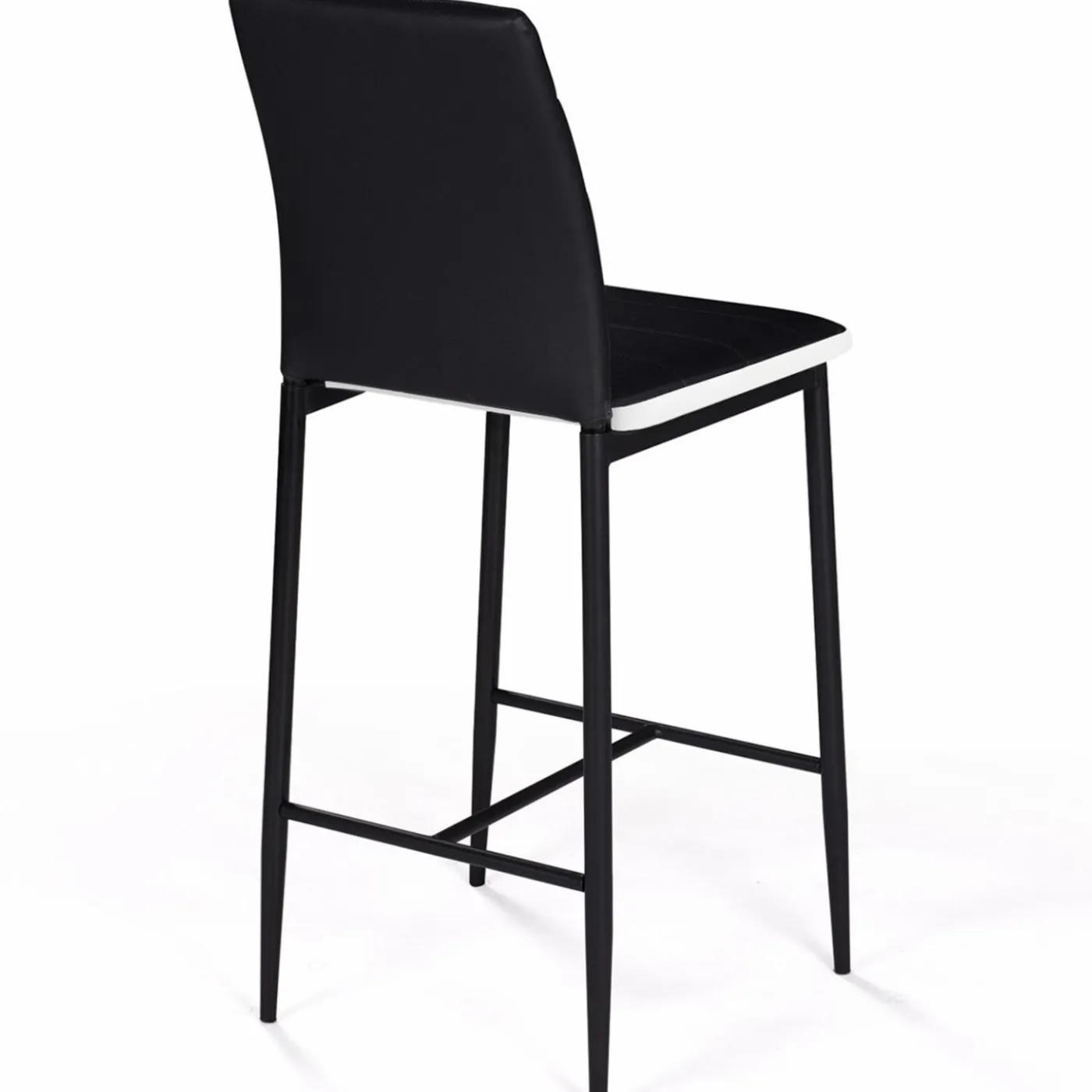 Lot de 4 tabourets de bar en PVC noir avec bande blanche