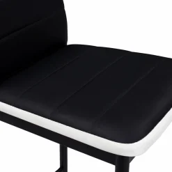 Lot de 4 tabourets de bar en PVC noir avec bande blanche