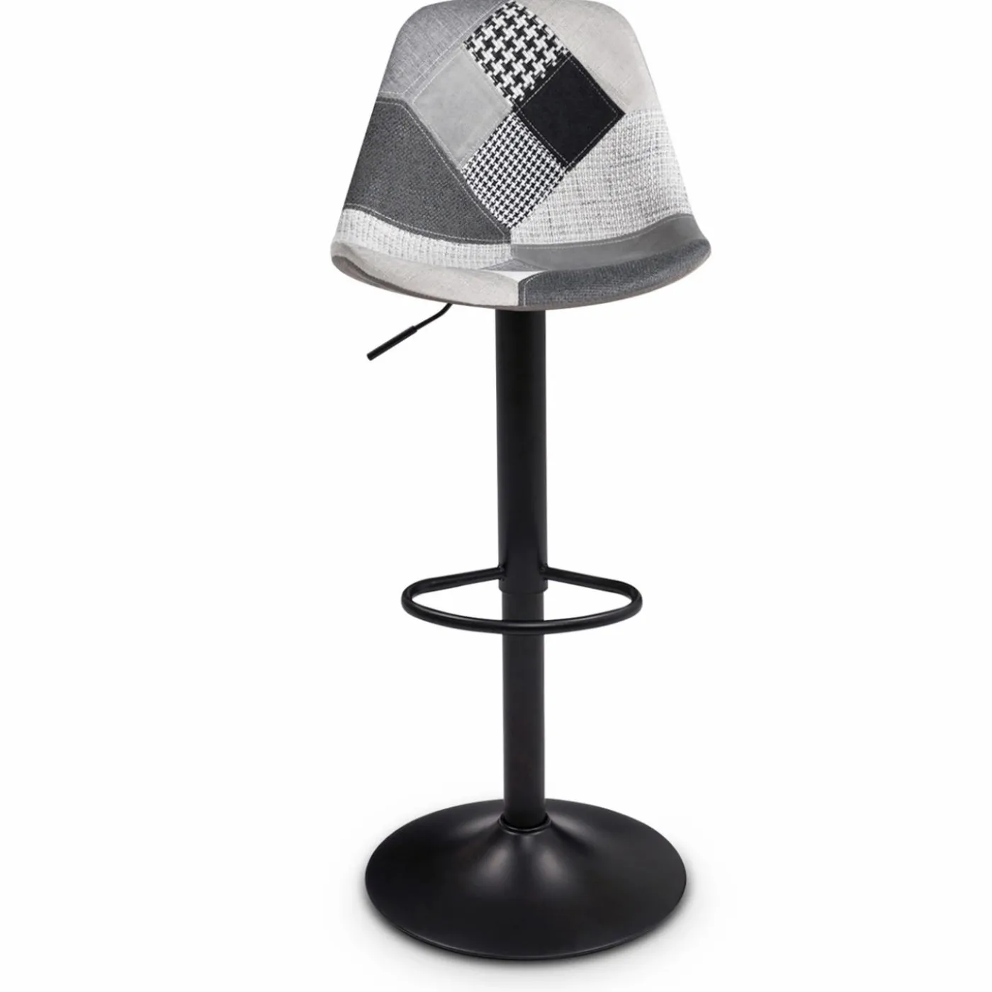 Lot de 4 tabourets de bar design patchworks noir, gris et blanc