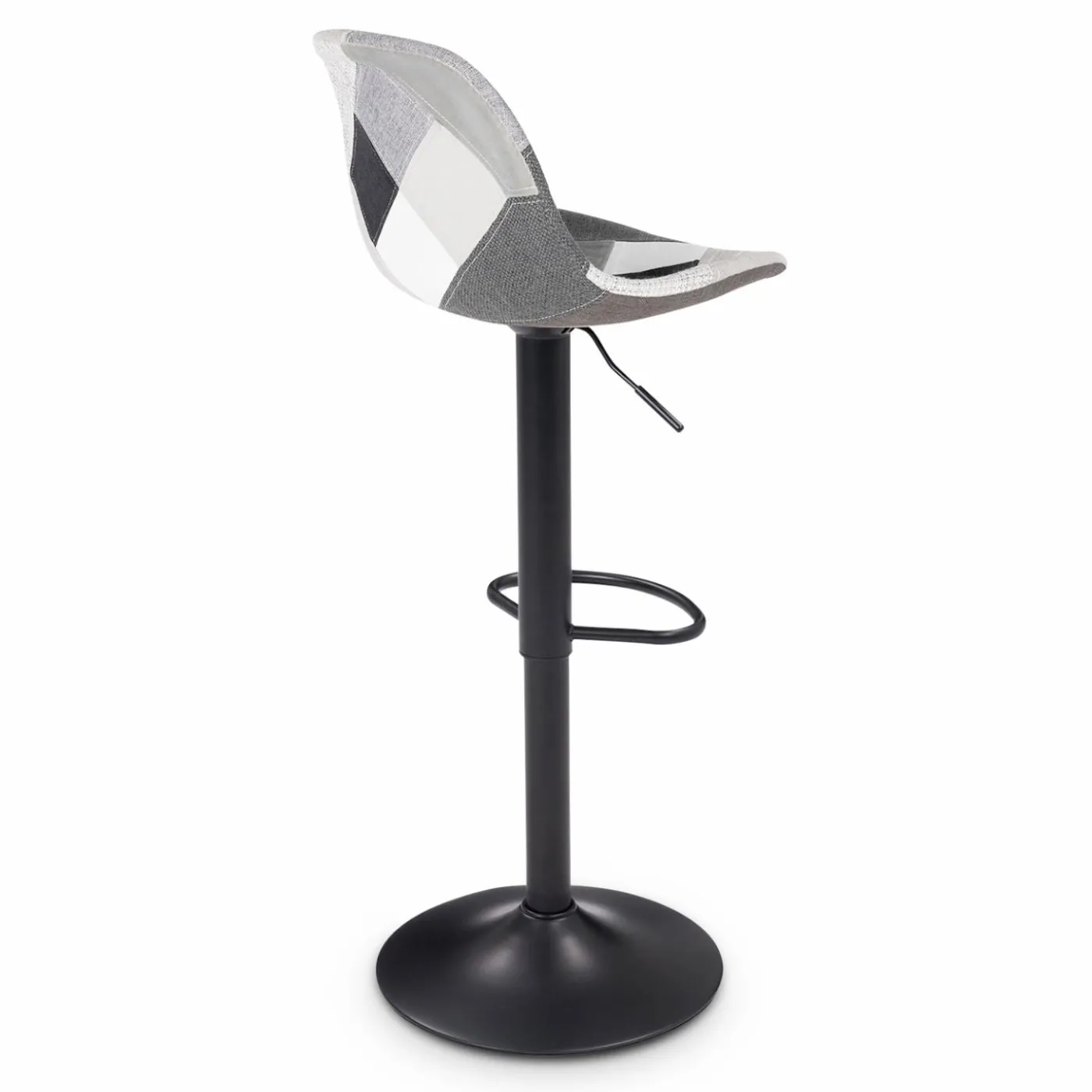 Lot de 4 tabourets de bar design patchworks noir, gris et blanc