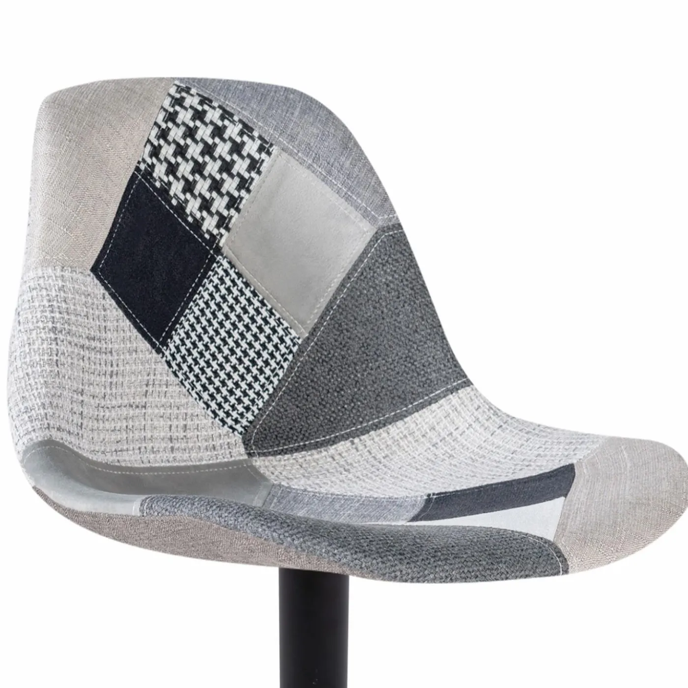 Lot de 4 tabourets de bar design patchworks noir, gris et blanc