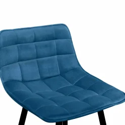 Lot de 4 tabourets en velours bleu canard matelassé