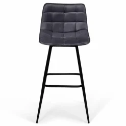 Lot de 4 tabourets en velours gris matelassé