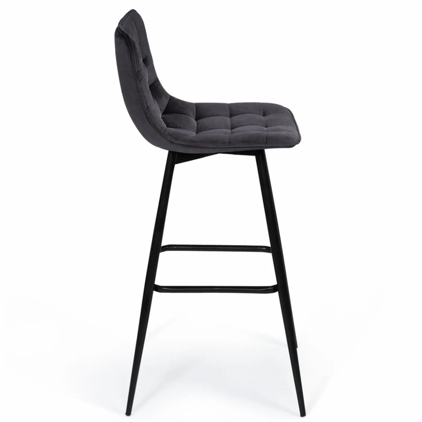 Lot de 4 tabourets en velours gris matelassé