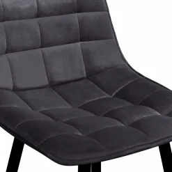Lot de 4 tabourets en velours gris matelassé