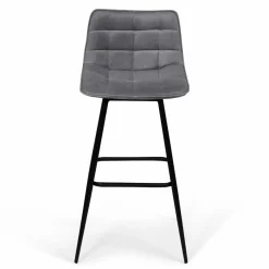 Lot de 4 tabourets gris clair en velours matelassé