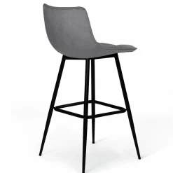 Lot de 4 tabourets gris clair en velours matelassé