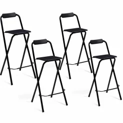 Lot de 4 tabourets hauts pliants noirs