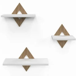 Lot de 3 étagères murales couleur hêtre et blanc