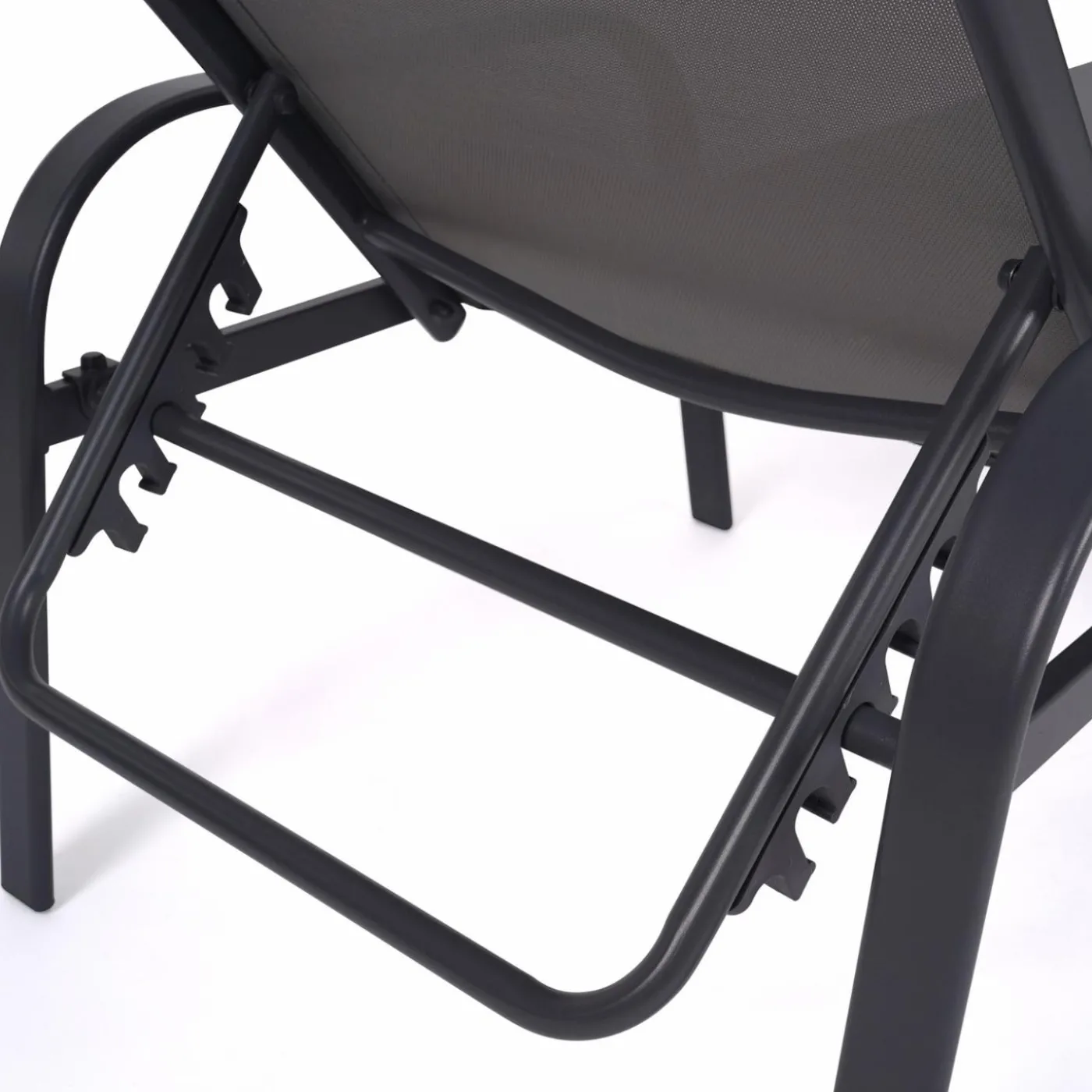 Lot de 2 transats inclinables pour jardin en acier gris et toile grise