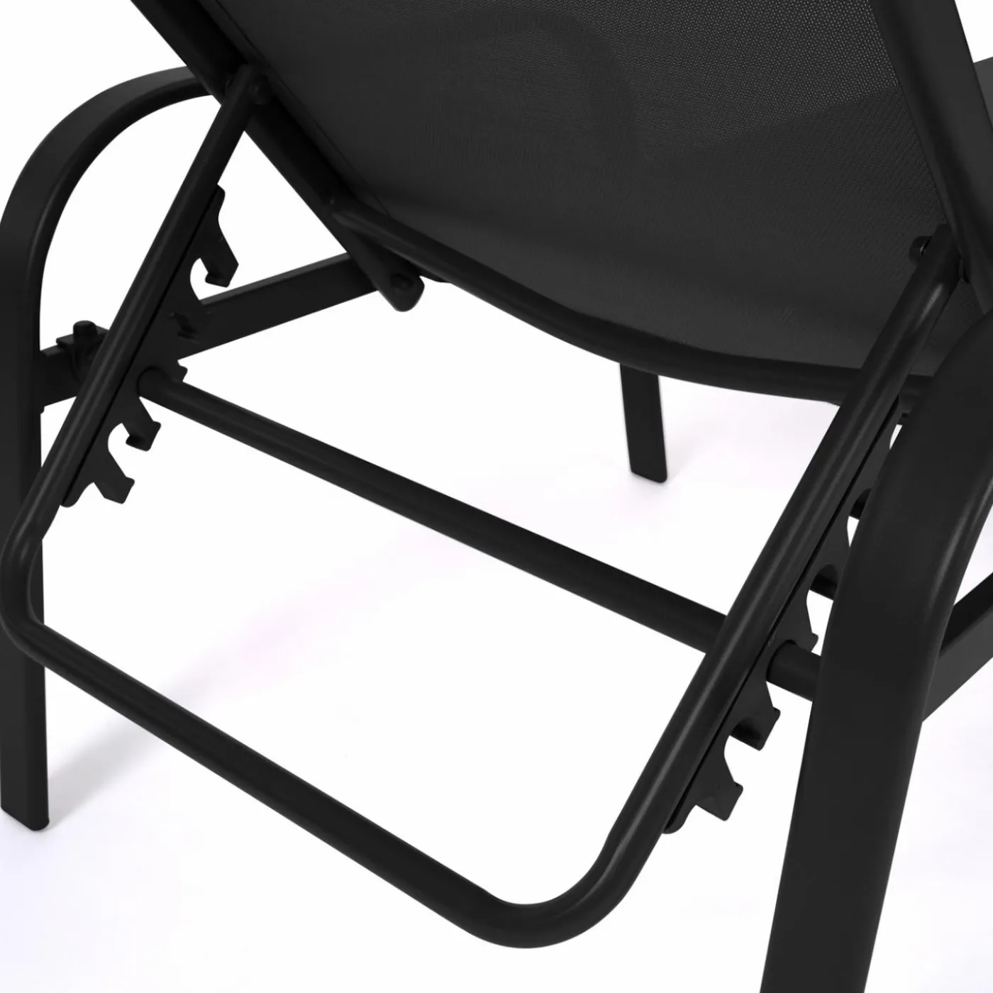 Lot de 2 transats inclinables pour jardin en acier noir et toile grise