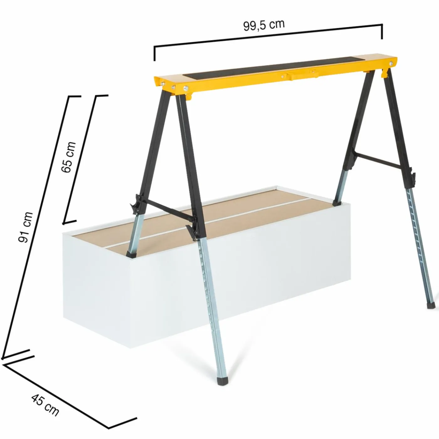 Lot de 2 tréteaux pliables avec plateau antiglisse