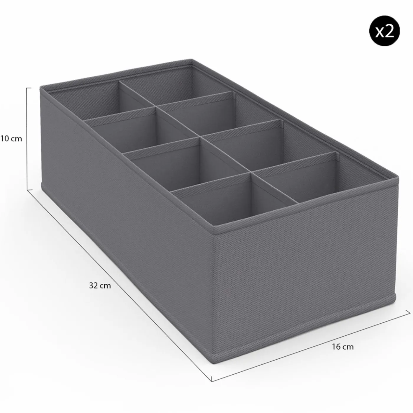 Lot de boites de rangement organisateur de dressing gris anthracite