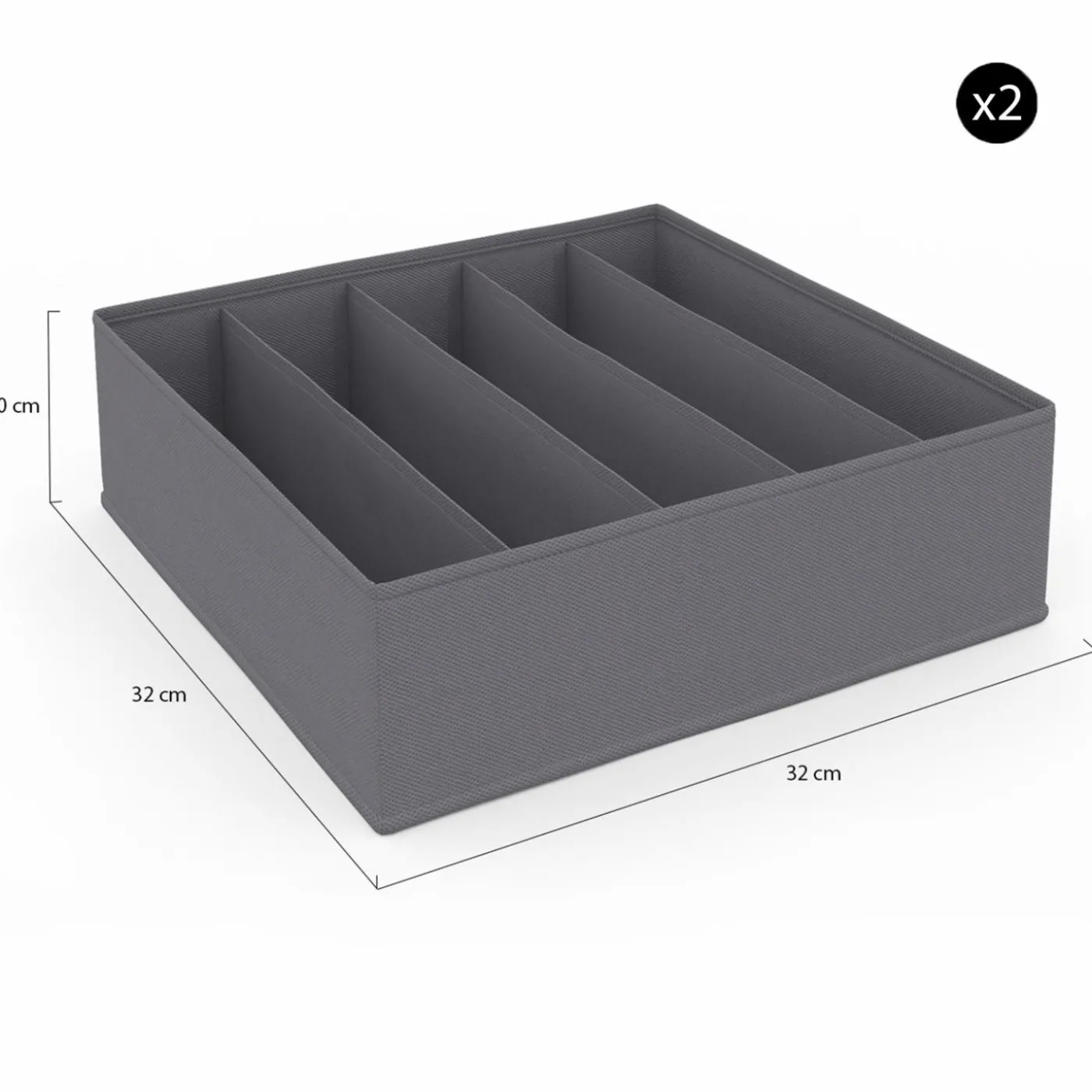 Lot de boites de rangement organisateur de dressing gris anthracite