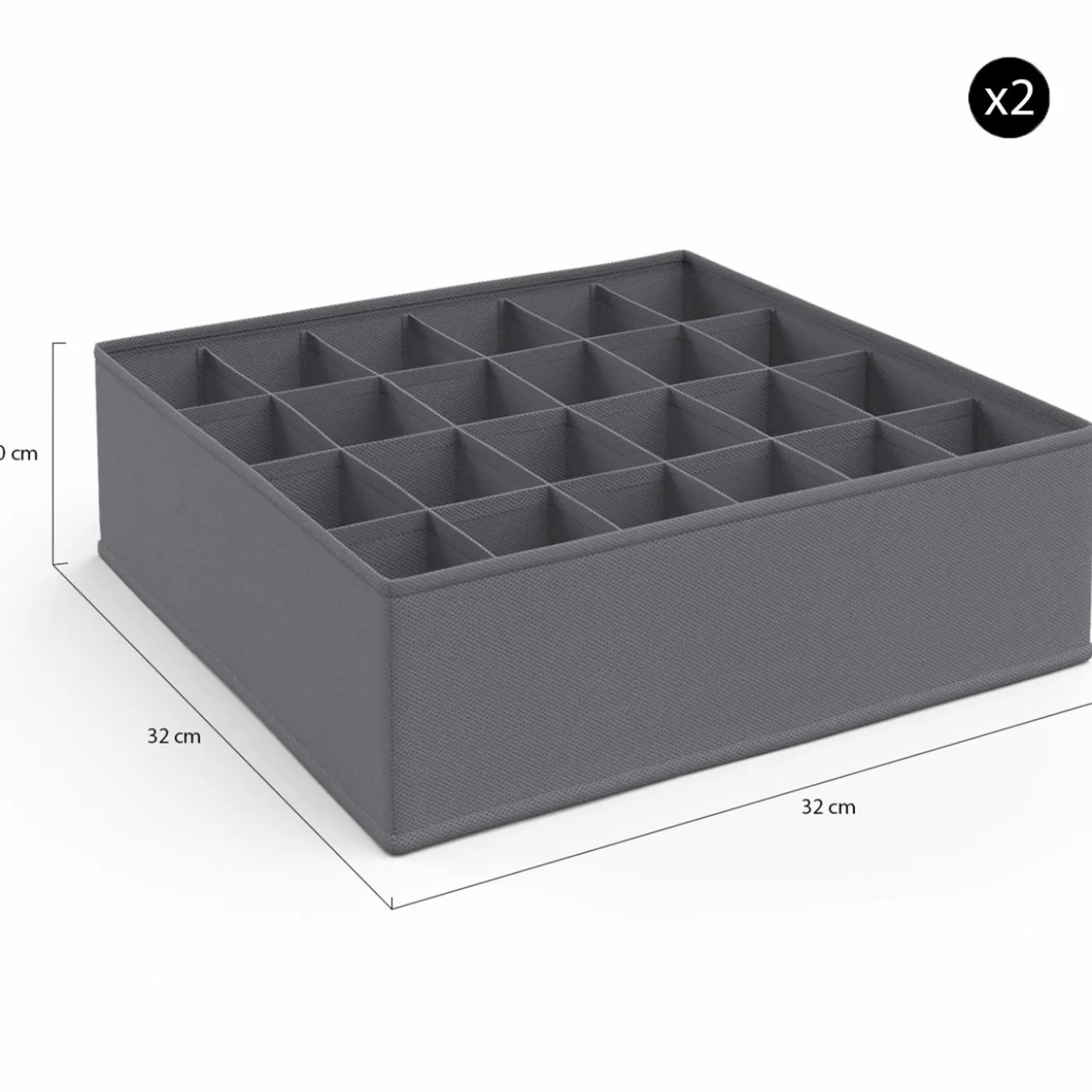Lot de boites de rangement organisateur de dressing gris anthracite