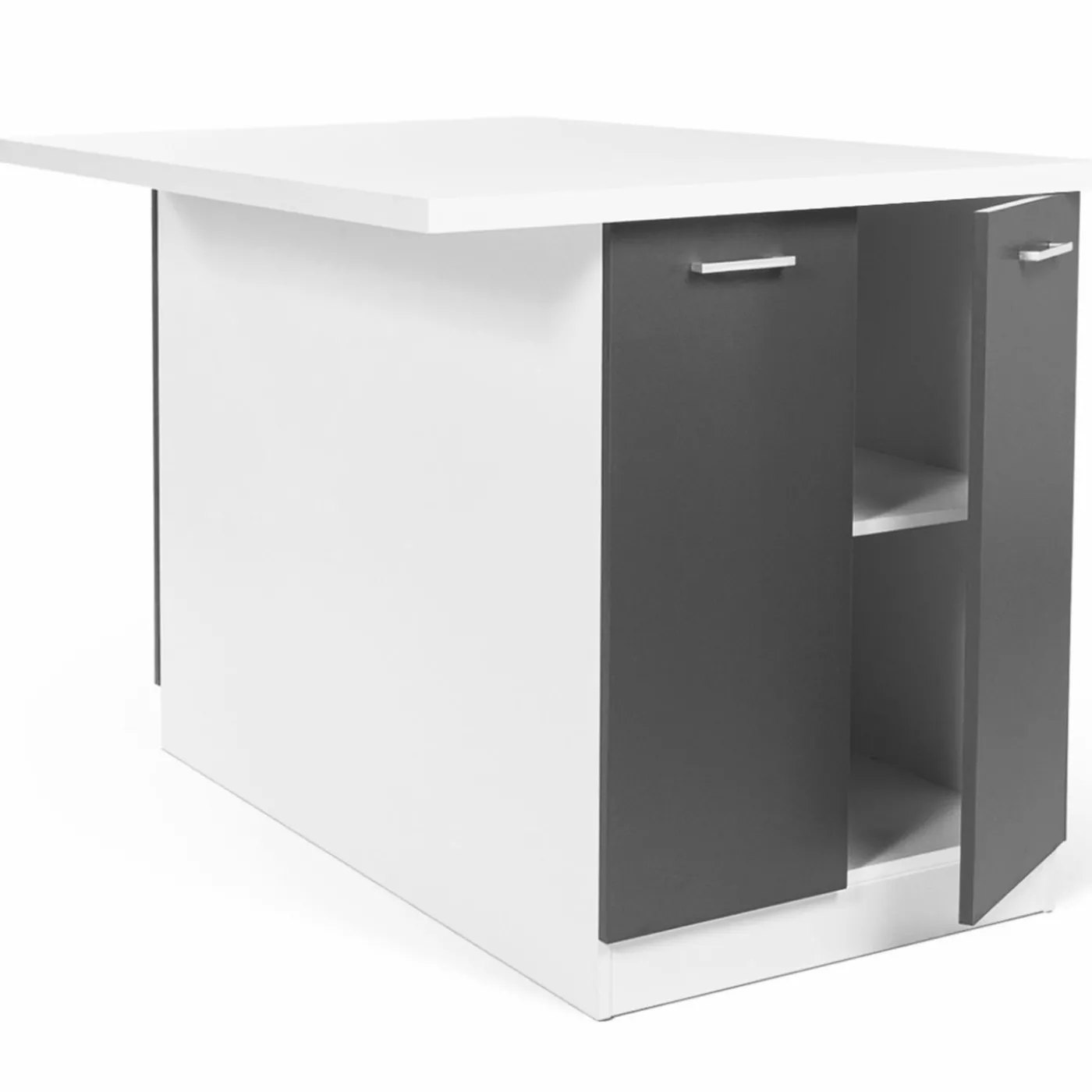 Îlot de cuisine blanc et gris 120 cm