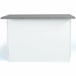 Îlot de cuisine blanc et plateau façon béton