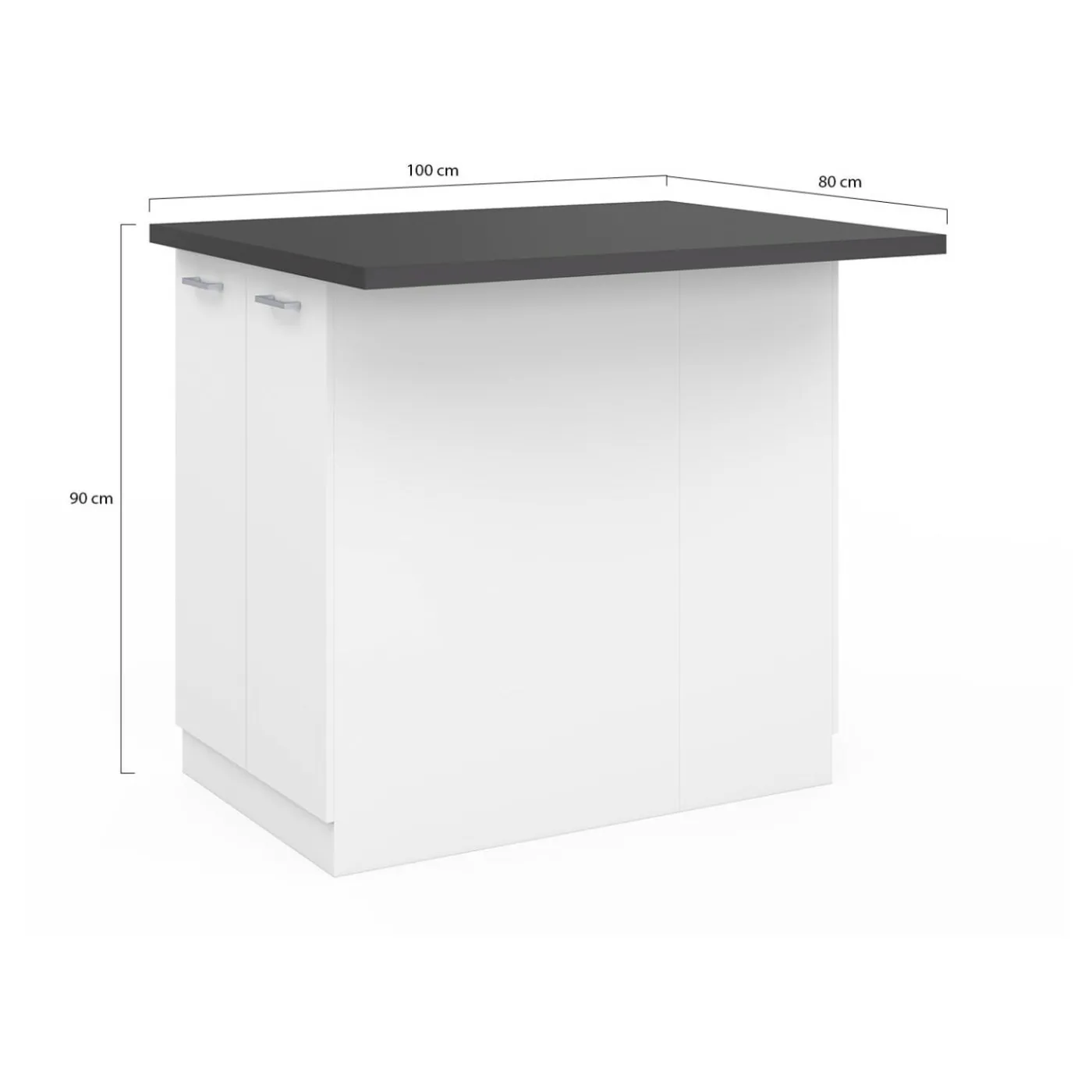 Îlot de cuisine blanc et plateau gris anthracite